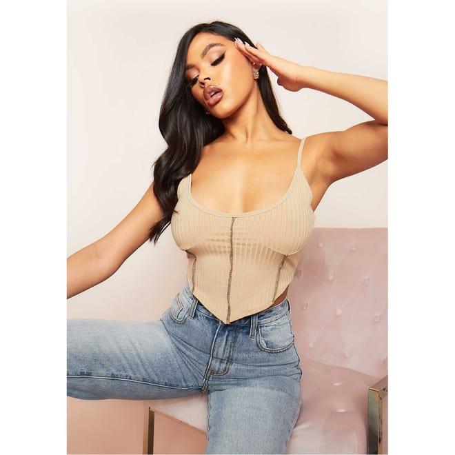 Contrast Stitch Corset Top