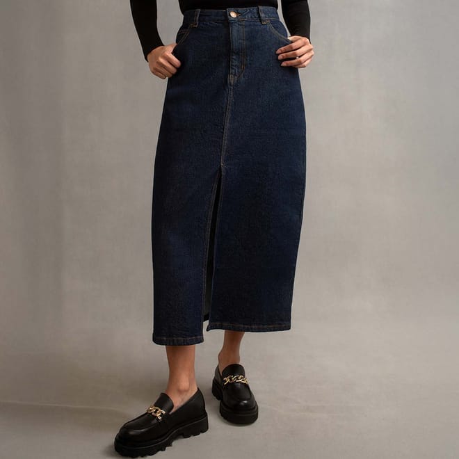 Denim Column Skirt