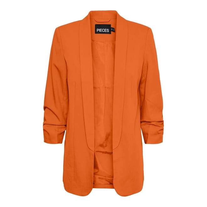 Solid Patterned Shawl Collar Three Quarter Sleeve Blazer