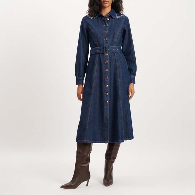 Pase Floral Embroidered Midi Dress