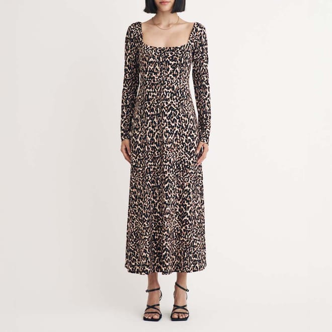Aidie Leopard Print Midi Dress