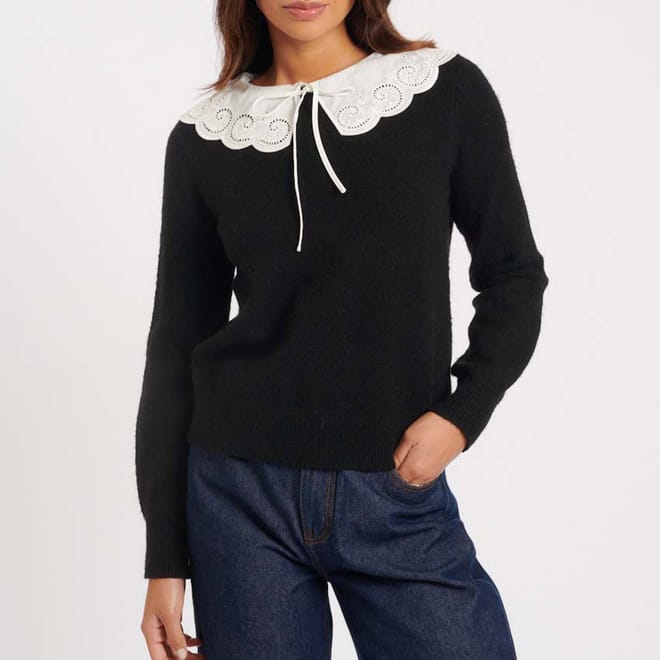 Broderie Anglaise Collar Sweater