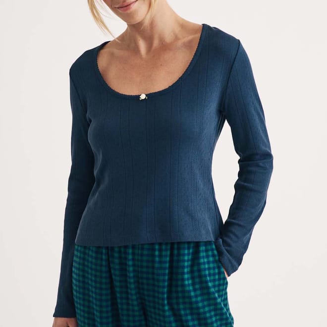 Pointelle Long Sleeve Pyjama Top