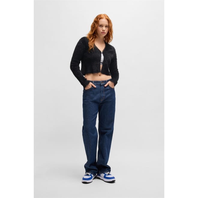 Cropped V-Neck Relaxed Fit Sweater
