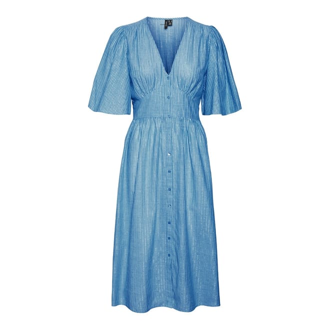 Ines Lurex V-Neck Midi A-Line Dress