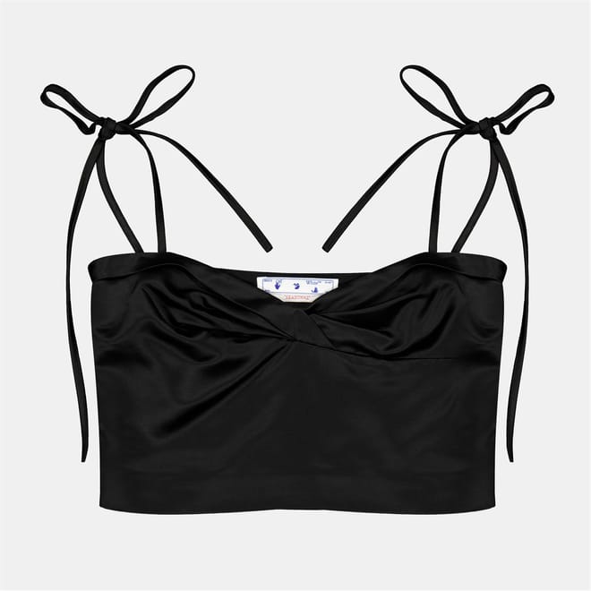 Satin Twist Cropped Square Neck Tank