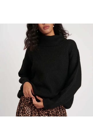 Nobody's Child Black Longline Roll Neck Jumper Black Nobodys