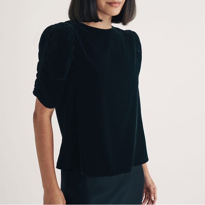 Velvet Gathered Sleeve Top