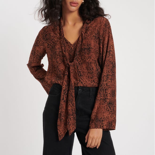 Karina Snake Print Scarf Blouse