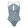 Highneck Geometric Patterned Swimsuit