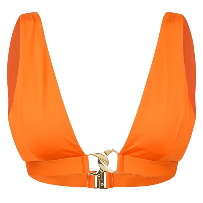 Plunging Neck Metal Embellished Bikini Top