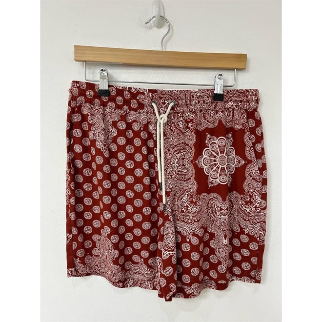 P Drawstring Paisley Bermuda Shorts