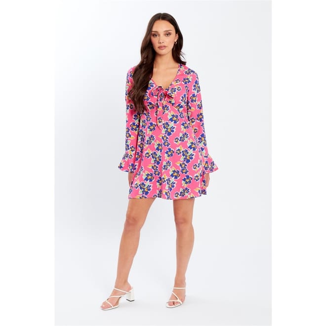 Ti Smk V-Neck Mini A-Line Dress