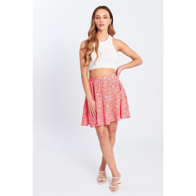 Flp Mini Floral Patterned Flared Skirt