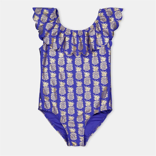 Frill Geometric Patterned Swimsuit