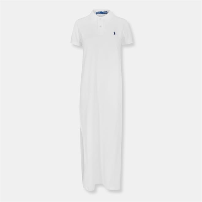 Stretch Collared Neck Maxi T-Shirt Dress