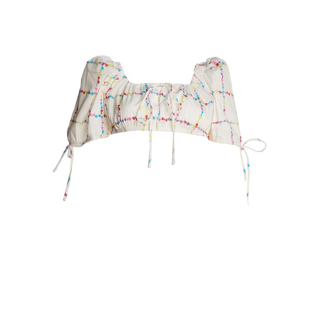 The Label Grid Picnic Floral Square Neck Crop Top