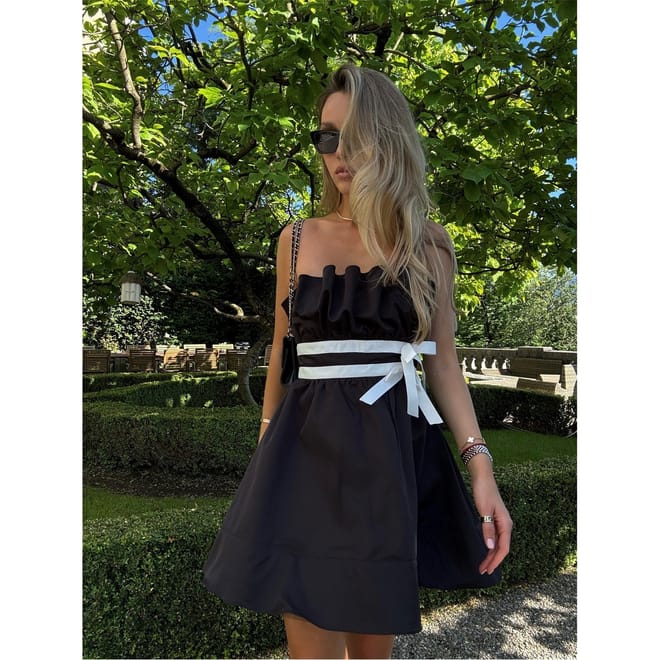 The Label Black Sleeveless Bow Mini Dress