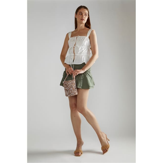 White Square Neck Sleeveless Top