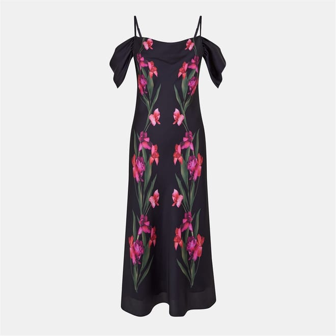 Satin Square Neck Midi Slip Dress