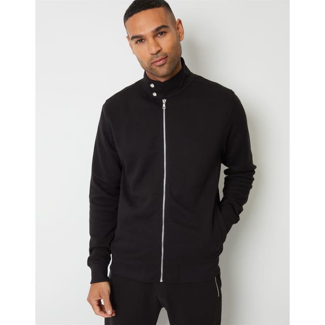 Mock Neck Ribbed Cuff Sweat Jacket