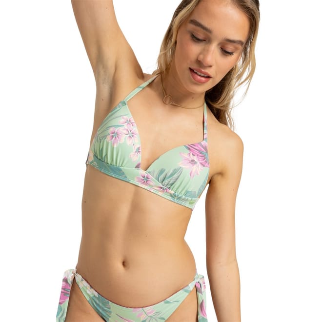 Floral Triangle Bikini Set with Tie Closure