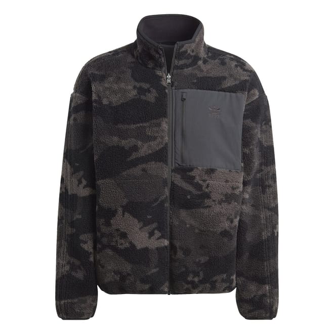 Camo Mock Neck Relaxed Fit Fleece Jacket