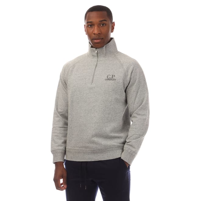 Diagonal Raised Fleece Half Zip Logo Sweatshirt