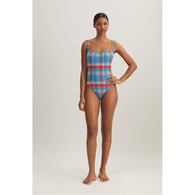 Plaid Patterned One Piece Swimsuit