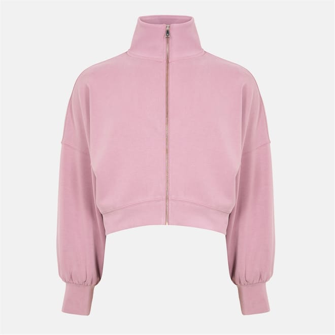 Cropped Relaxed Fit Funnel Neck Sweatshirt