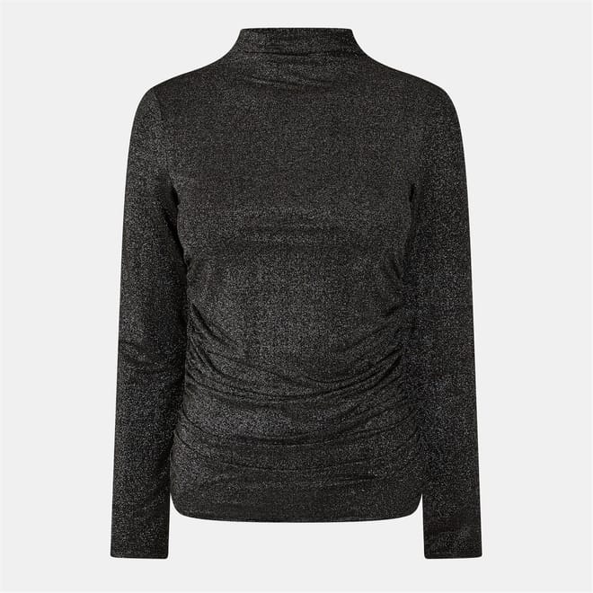 Slim Fit Mock Neck Short Sleeve Blouse