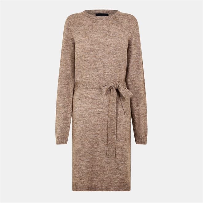 Knit Crew Neck Heathered Midi Sweater Dress