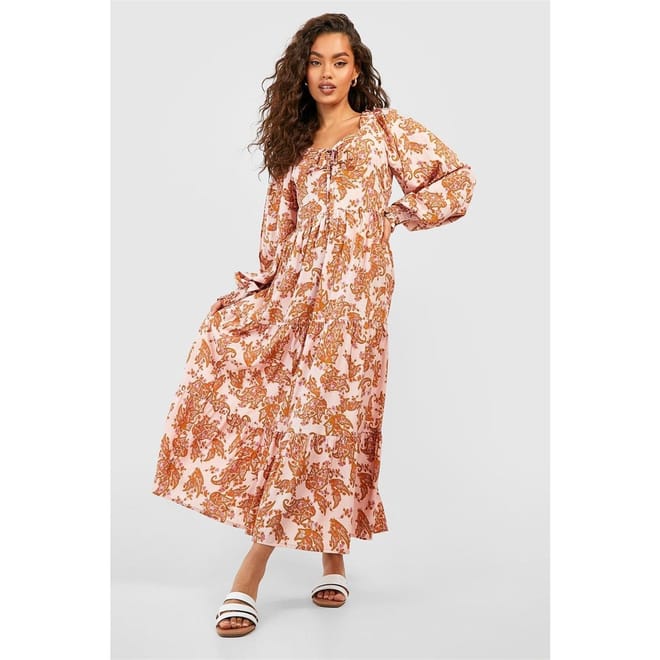 Tiered Square Neck Maxi Dress