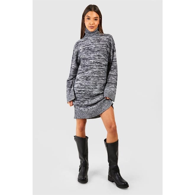Knit Turtleneck Mini Sweater Dress