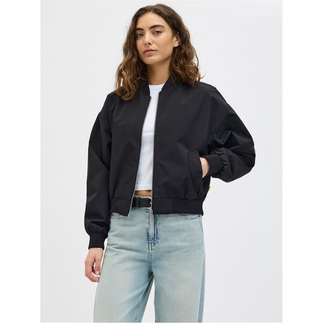 Ella Ribbed Cuff Bomber Jacket