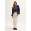 Peter Pan Collar Tonal Foulard PrinT-Shirt In Blue