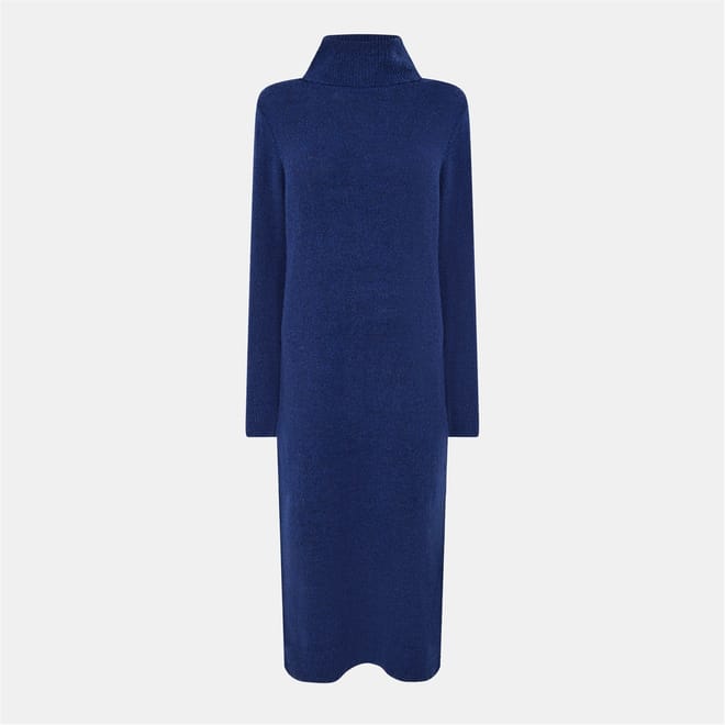 Knit Turtleneck Long Sleeve Midi Sweater Dress