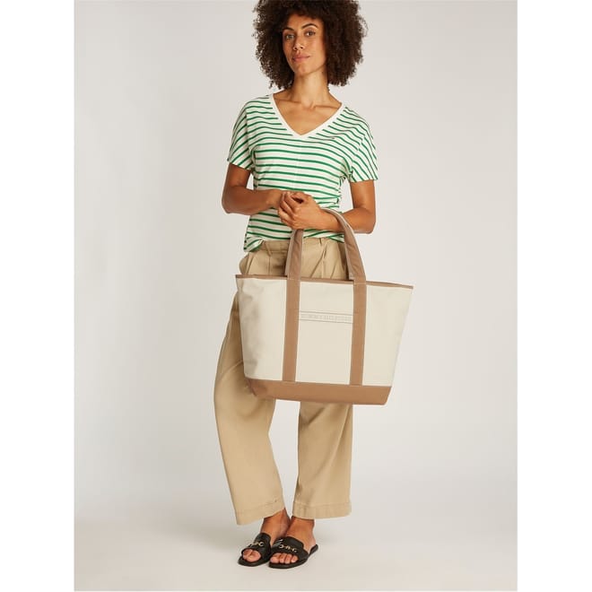 Summer Canvasas Color Block Tote with Logo