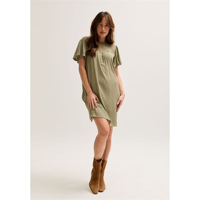 Angel Sleeve Mini Dress In Green
