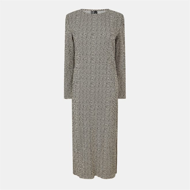 Kni Crew Neck Long Sleeve Midi Dress