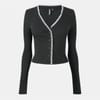 Slim Fit Cropped V-Neck Long Sleeve Sweater