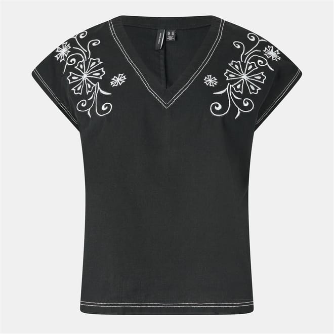 Regular Fit V-Neck Short Sleeve Blouse