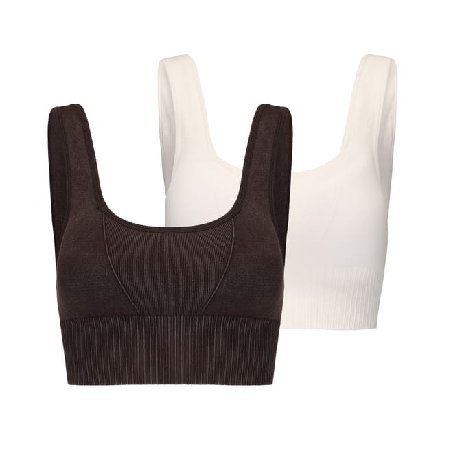 2 Pack Square Neck Cropped Bra