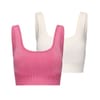 2 Pack Ribbed Square Neck Bra