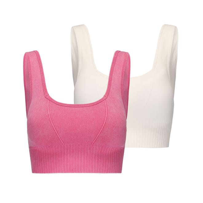 2 Pack Ribbed Square Neck Bra
