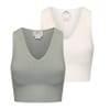 2 Pack Cropped Slim Fit V-Neck Tank