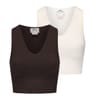 2 Pack Cropped Slim Fit V-Neck Tank