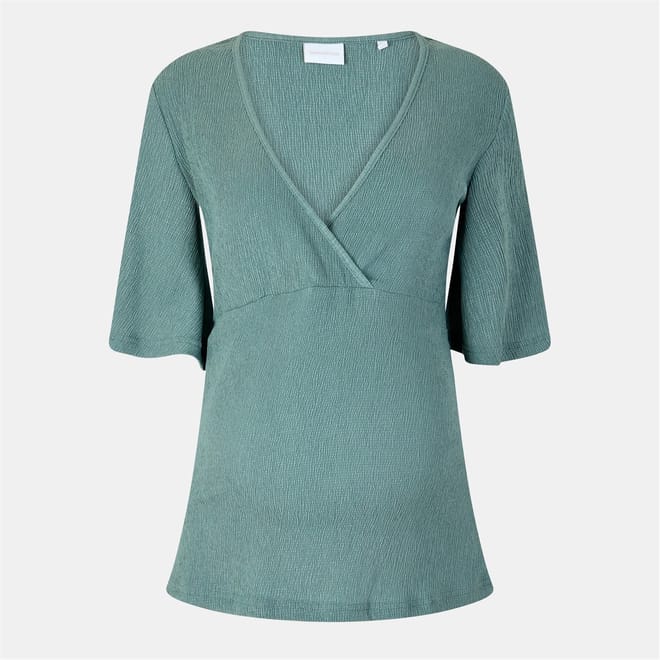 Relaxed Fit V-Neck Long Sleeve Blouse