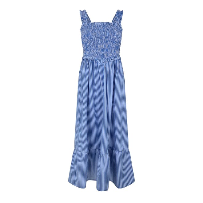 Shirred Striped  Maxi Dress