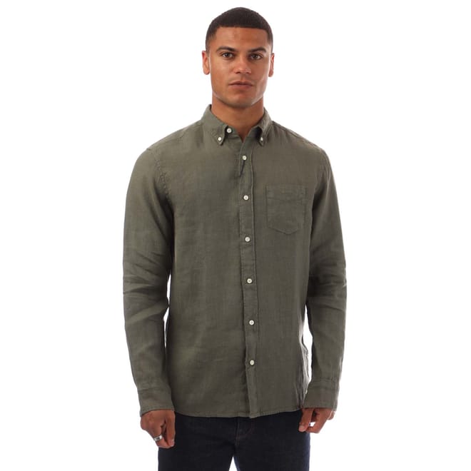 Regular Fit Garment Dyed Linen Shirt
